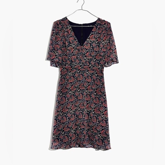 Madewell Orchard Flutter-Sleeve Dress in Fan Floral Mix Size 2 - Picture 1 of 9